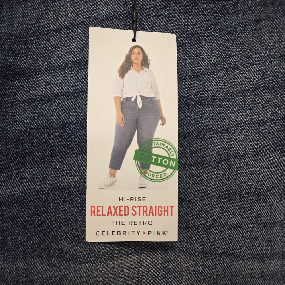 Celebrity Pink Hi-Rise Relaxed Straight The Retro Plus Size Denim Jeans Size 24 - Picture 4 of 11
